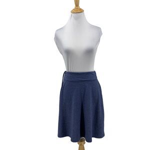T by Talbots Skirt Womens P Petite Blue Stretch Tie Waist A Line Knee Length